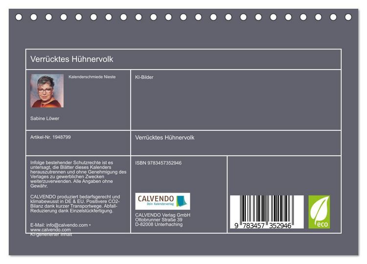 Produktbild: Verr&uuml;cktes H&uuml;hnervolk (Tischkalender 2026 DIN A5 quer), CALVENDO Monatskalender