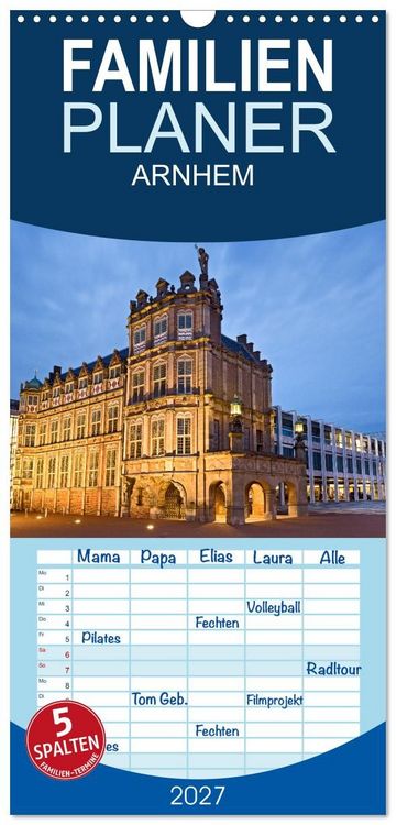 Produktbild: Familienplaner 2027 - ARNHEM mit 5 Spalten (Wandkalender, 21 x 45 cm) CALVENDO
