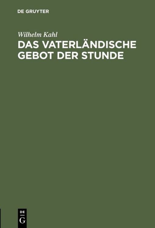 Produktbild: Das vaterl&auml;ndische Gebot der Stunde