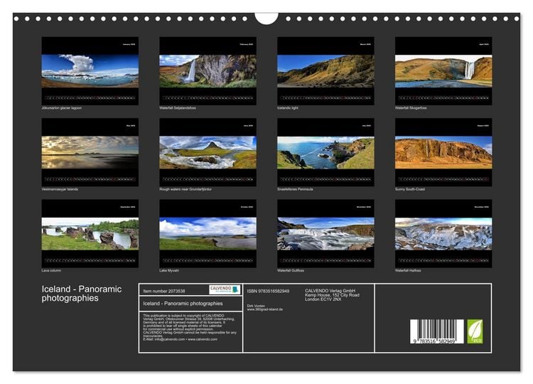 Produktbild: Iceland - Panoramic photographies (Wall Calendar 2026 DIN A3 landscape), CALVENDO 12 Month Wall Calendar