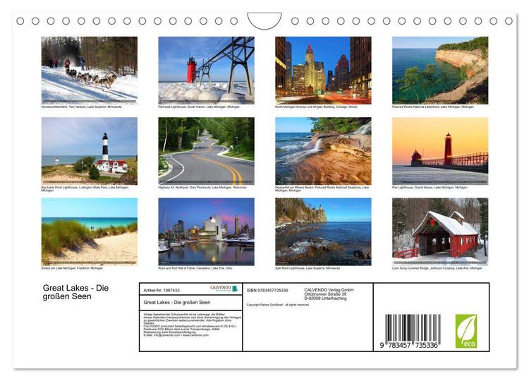 Produktbild: Great Lakes - Die gro&szlig;en Seen (Wandkalender 2026 DIN A4 quer), CALVENDO Monatskalender