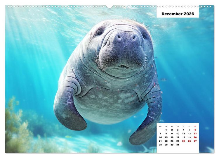 Produktbild: Manatees. Faszinierende Rundschwanzseek&uuml;he (hochwertiger Premium Wandkalender 2026 DIN A2 quer), Kunstdruck in Hochglanz