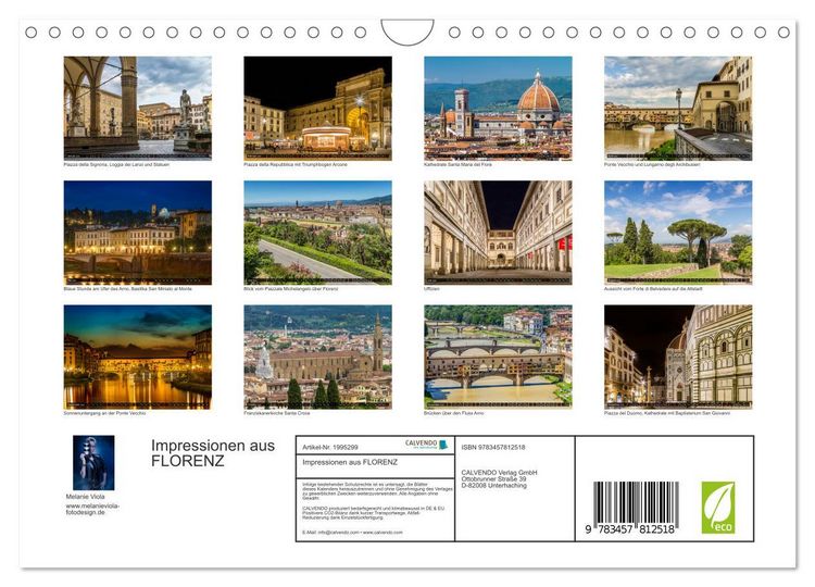 Produktbild: Impressionen aus FLORENZ (Wandkalender 2026 DIN A4 quer), CALVENDO Monatskalender