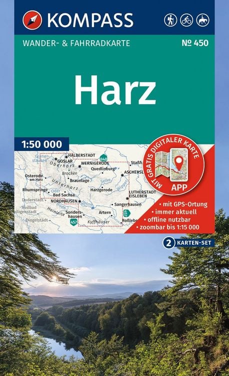 Produktbild: KOMPASS Wanderkarten-Set 450 Harz (2 Karten) 1:50.000