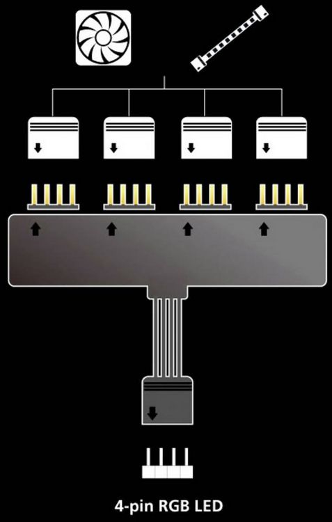 Produktbild: Computer Anschlusskabel [1x RGB LED Stecker - 4x RGB LED Buchse] 0.10 m Schwarz Akasa