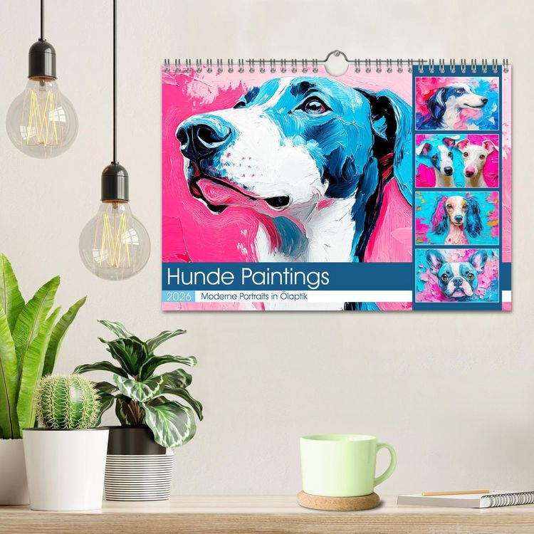 Produktbild: Hunde Paintings. Moderne Portraits in &Ouml;loptik (Wandkalender 2026 DIN A4 quer), CALVENDO Monatskalender