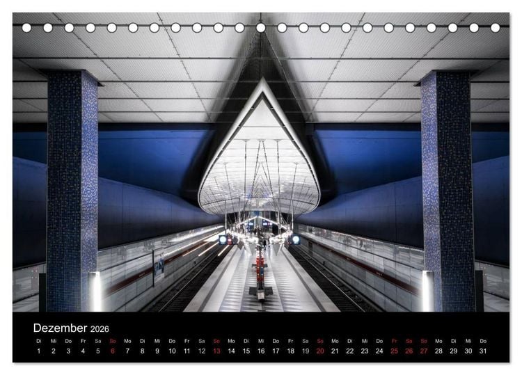 Produktbild: MetroMUC, Stationen im Untergrund M&uuml;nchens (Tischkalender 2026 DIN A5 quer), CALVENDO Monatskalender