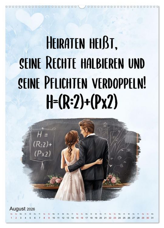 Produktbild: Hochzeitsspr&uuml;che (hochwertiger Premium Wandkalender 2026 DIN A2 hoch), Kunstdruck in Hochglanz
