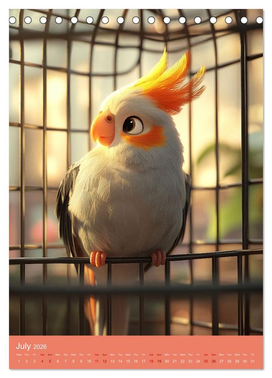 Produktbild: Cockatiel Chirpy Moments (Desk Calendar 2026 DIN A5 portrait), CALVENDO 12 Month DeskCalendar
