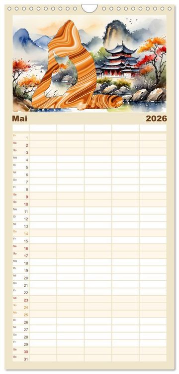 Produktbild: Familienplaner 2026 - YOGA - Harmonie von K&ouml;rper, Geist und Seele mit 5 Spalten (Wandkalender, 21 x 45 cm) CALVENDO
