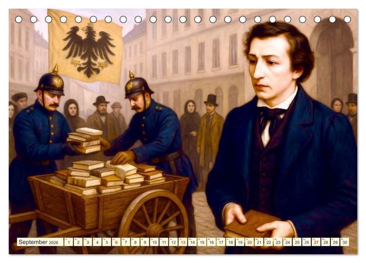 Produktbild: Heinrich Heine. Sein Leben, seine literarischen Werke (Tischkalender 2026 DIN A5 quer), CALVENDO Monatskalender