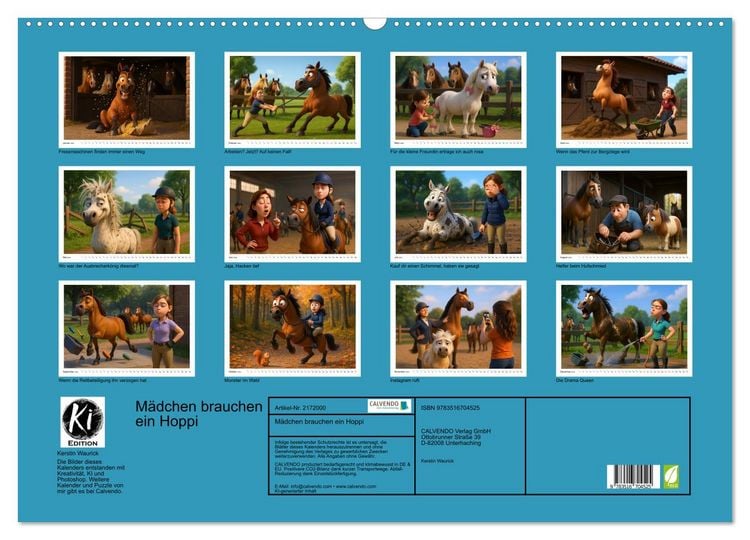 Produktbild: M&auml;dchen brauchen ein Hoppi (Wandkalender 2026 DIN A2 quer), CALVENDO Monatskalender