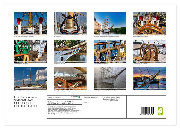 Produktbild: Letztes deutsches Vollschiff DAS SCHULSCHIFF DEUTSCHLAND (Wandkalender 2026 DIN A3 quer), CALVENDO Monatskalender