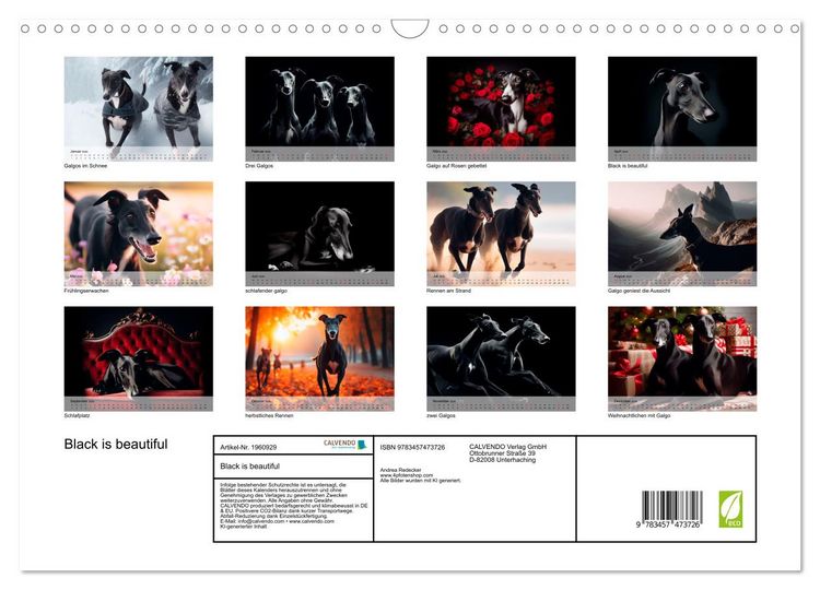 Produktbild: Black is beautiful (Wandkalender 2026 DIN A3 quer), CALVENDO Monatskalender