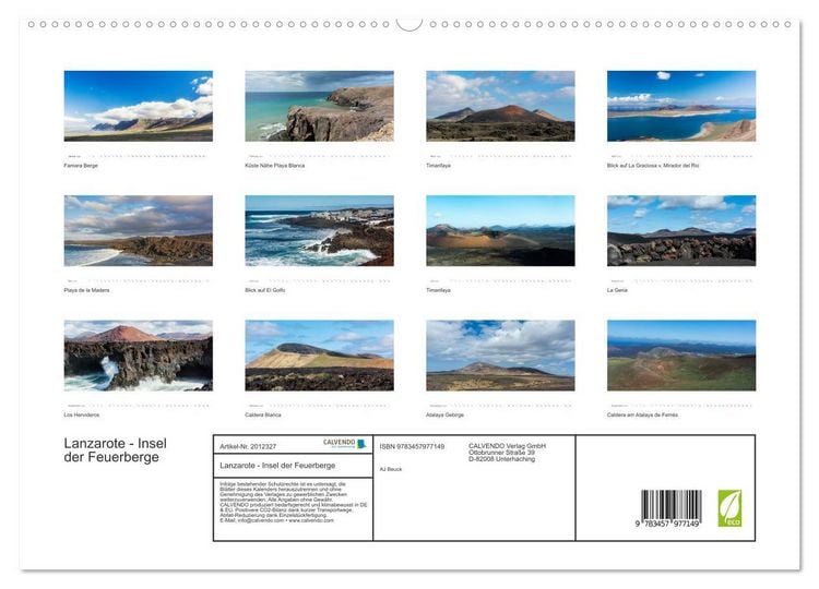 Produktbild: Lanzarote - Insel der Feuerberge (hochwertiger Premium Wandkalender 2026 DIN A2 quer), Kunstdruck in Hochglanz