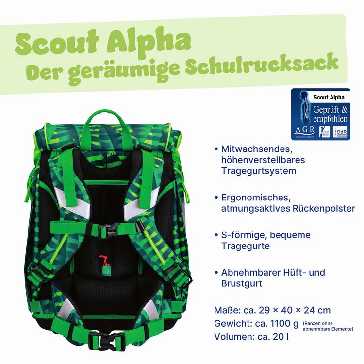 Produktbild: Scout Schulranzen Set Alpha, Schulranzen Set, 4tlg, Danger Dino