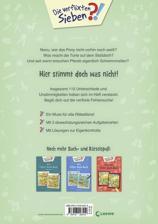 Produktbild: Die verflixten Sieben - Mein Fehler-Such-Buch - Pferde