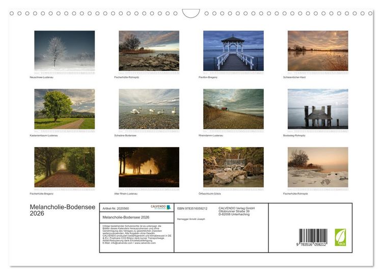 Produktbild: Melancholie-Bodensee 2026 (Wandkalender 2026 DIN A3 quer), CALVENDO Monatskalender