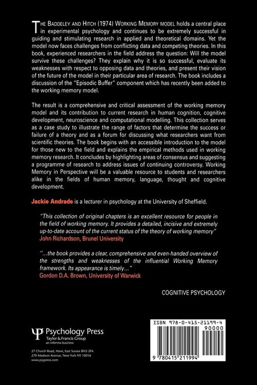 Produktbild: Working Memory in Perspective