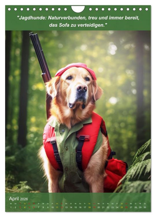 Produktbild: Lustige Jagdhunde mit J&auml;gerlatein (Wandkalender 2026 DIN A4 hoch), CALVENDO Monatskalender