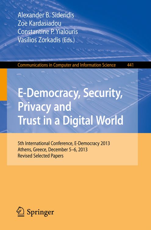 Produktbild: E-Democracy, Security, Privacy and Trust in a Digital World
