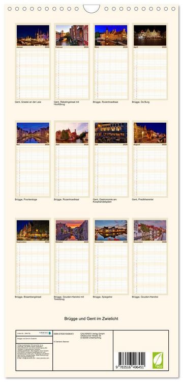 Produktbild: Familienplaner 2026 - Br&uuml;gge und Gent im Zwielicht mit 5 Spalten (Wandkalender, 21 x 45 cm) CALVENDO