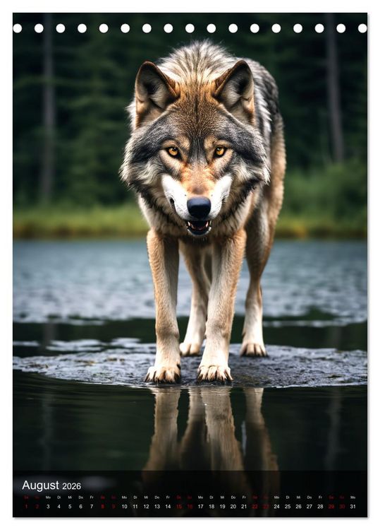 Produktbild: Der Wolf - Sehnsucht Freiheit Kraft (Tischkalender 2026 DIN A5 hoch), CALVENDO Monatskalender