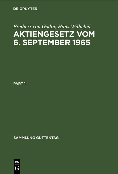 Produktbild: Aktiengesetz vom 6. September 1965