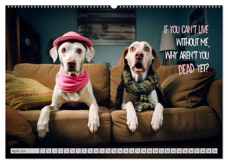 Produktbild: Crazy dogs COOL SAYINGS (Wall Calendar 2026 DIN A2 landscape), CALVENDO 12 Month Wall Calendar