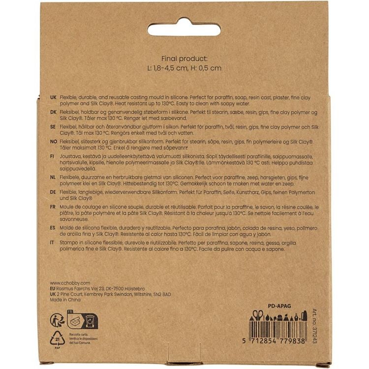 Produktbild: Creativ Company Silikonform, Bl&auml;tter und Bl&uuml;ten, H 0,5 cm, L 1,8-4,5 cm, 4 Stk+1 Stk