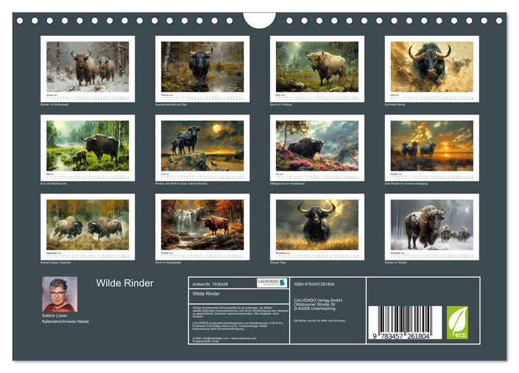 Produktbild: Wilde Rinder (Wandkalender 2026 DIN A4 quer), CALVENDO Monatskalender