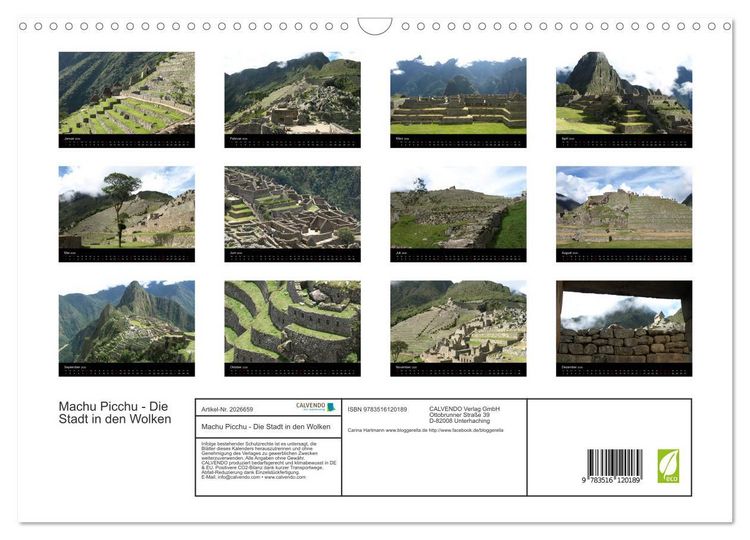 Produktbild: Machu Picchu - Die Stadt in den Wolken (Wandkalender 2026 DIN A3 quer), CALVENDO Monatskalender
