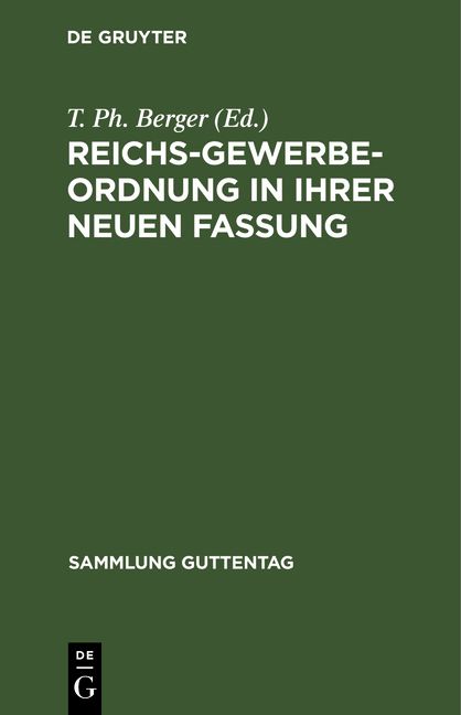 Produktbild: Reichs-Gewerbe-Ordnung in ihrer neuen Fassung