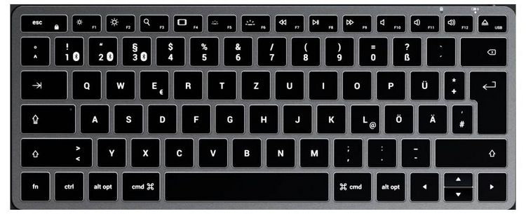 Produktbild: Satechi Slim X1 Mini Bluetooth&reg; Tastatur Deutsch, QWERTZ Anthrazit Multimediatasten, Beleuchtet