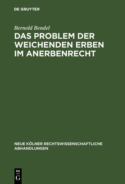 Produktbild: Das Problem der weichenden Erben im Anerbenrecht