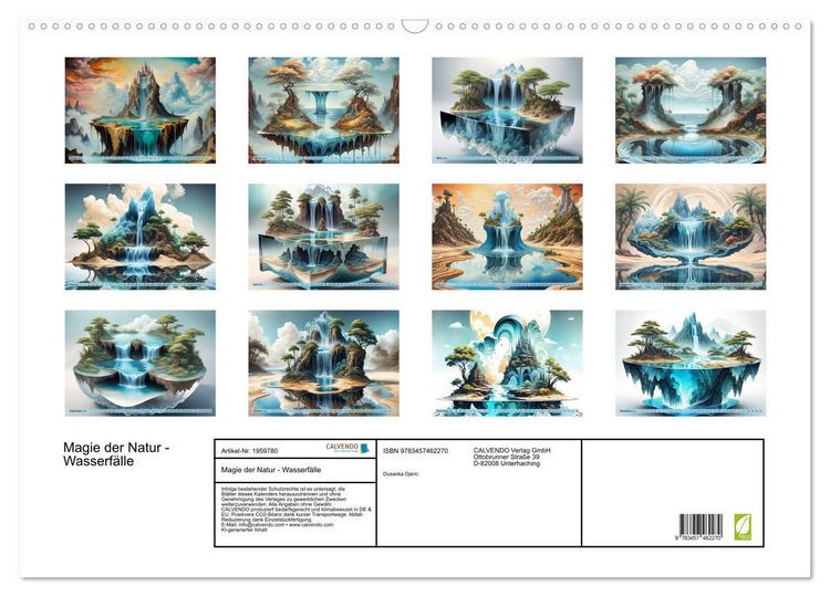 Produktbild: Magie der Natur - Wasserf&auml;lle (Wandkalender 2026 DIN A2 quer), CALVENDO Monatskalender