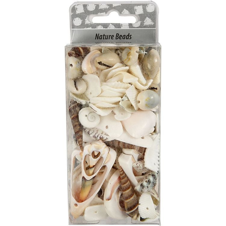 Produktbild: Creativ Company - Strandmuschelperlen, Gr&ouml;&szlig;e 9-40 mm, Lochgr&ouml;&szlig;e 1-1,5 mm, 120 g