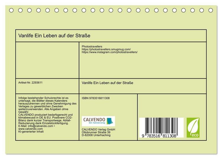 Produktbild: Vanlife Ein Leben auf der Stra&szlig;e (Tischkalender 2027 DIN A5 quer), CALVENDO Monatskalender