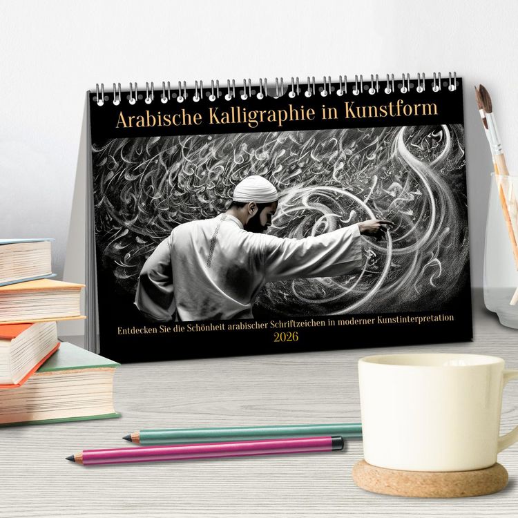 Produktbild: Arabische Kalligraphie in Kunstform (Tischkalender 2026 DIN A5 quer), CALVENDO Monatskalender