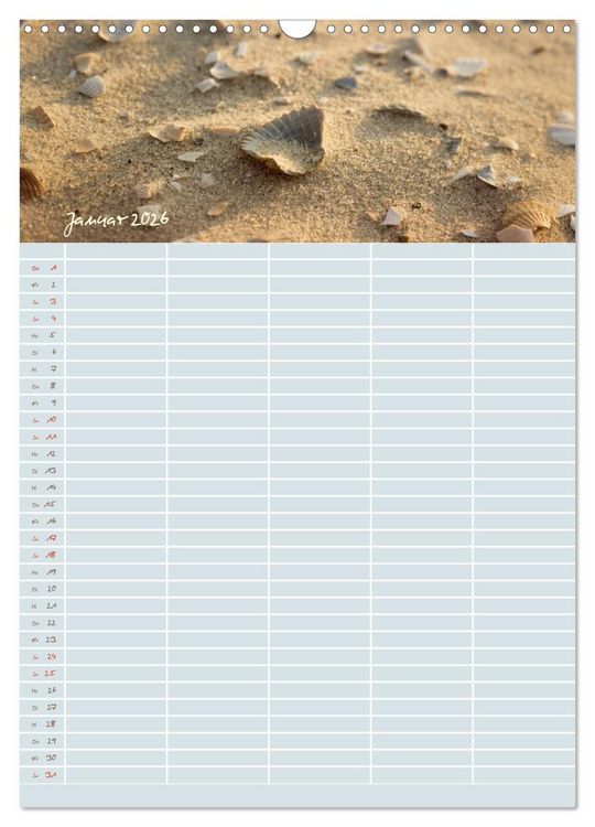 Produktbild: Kleine Sand-Sch&ouml;nheiten / Familienplaner (Wandkalender 2026 DIN A3 hoch), CALVENDO Monatskalender