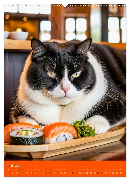 Produktbild: FETTE KATZEN - Foodporn auf vier Pfoten (Wandkalender 2026 DIN A2 hoch), CALVENDO Monatskalender
