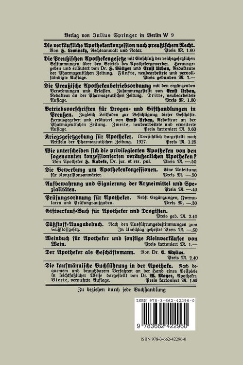 Produktbild: Die Apothekenbetriebsrechte in Preu&szlig;en