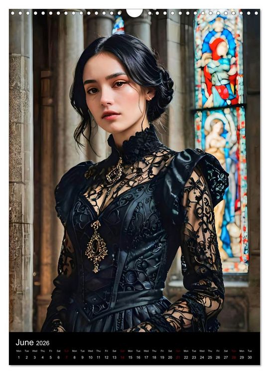 Produktbild: AI Gothic world - Mystical beauties of the night (Wall Calendar 2026 DIN A3 portrait), CALVENDO 12 Month Wall Calendar