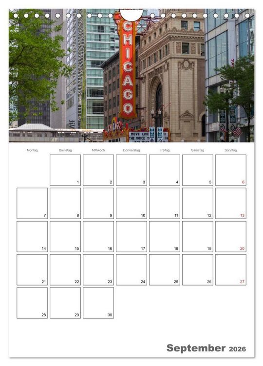 Produktbild: CHICAGO Terminplaner (Wandkalender 2026 DIN A4 hoch), CALVENDO Monatskalender