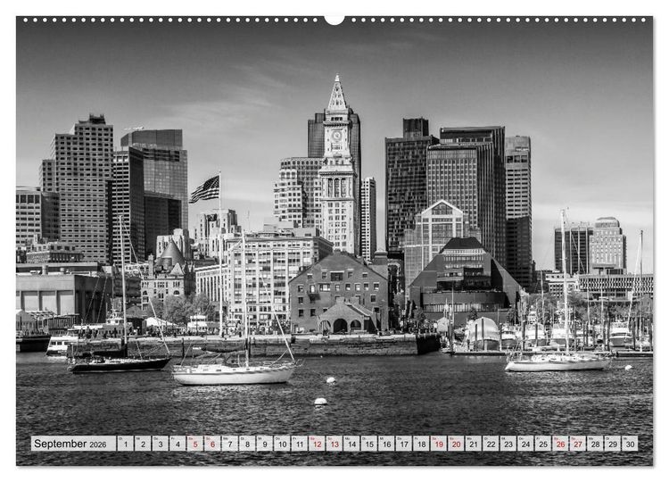 Produktbild: BOSTON Monochrome Stadtansichten (hochwertiger Premium Wandkalender 2026 DIN A2 quer), Kunstdruck in Hochglanz