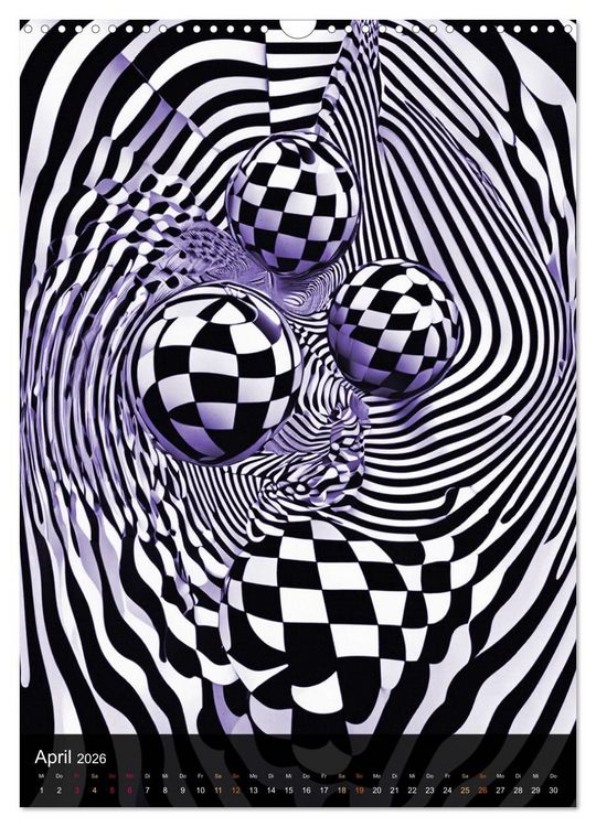 Produktbild: OP Art Nichts f&uuml;r schwache Augen (Wandkalender 2026 DIN A3 hoch), CALVENDO Monatskalender