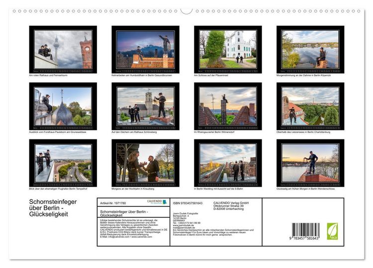 Produktbild: Schornsteinfeger &uuml;ber Berlin - Gl&uuml;ckseligkeit (hochwertiger Premium Wandkalender 2026 DIN A2 quer), Kunstdruck in Hochglanz