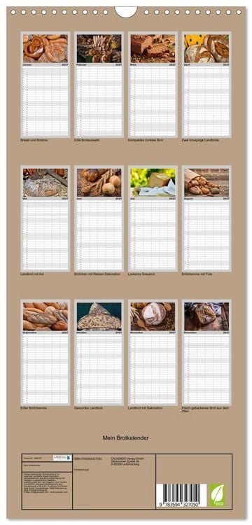 Produktbild: Familienplaner 2027 - Mein Brotkalender mit 5 Spalten (Wandkalender, 21 x 45 cm) CALVENDO
