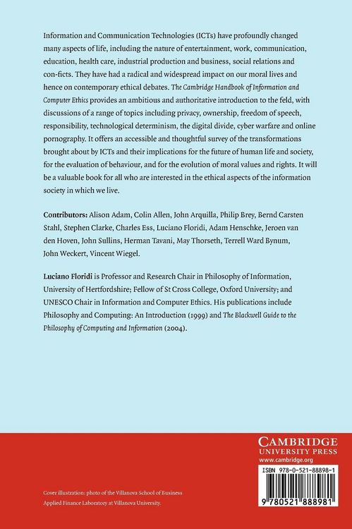 Produktbild: The Cambridge Handbook of Information and Computer Ethics