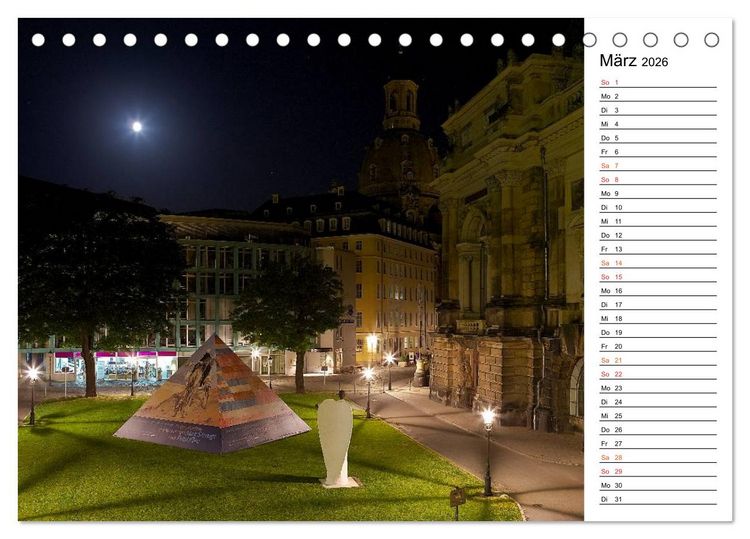 Produktbild: Eine Nacht in Dresden (Tischkalender 2026 DIN A5 quer), CALVENDO Monatskalender